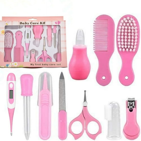 Tutuviw Baby Grooming Kit Newborn Essentials Must Haves Safety Healthcare Set 10 in 1 for Boy or Girl for Travel(Pink)