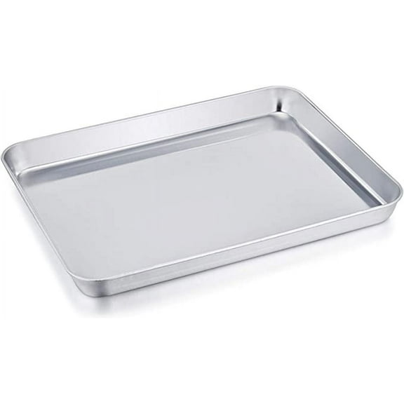 Tutuviw Baking Sheet Stainless Steel Baking Pan Tray Cookie Sheet Non Toxic & Healthy, Easy Clean & Dishwasher Safe Rectangle Size 12.4 x 9.6 x 1 inch