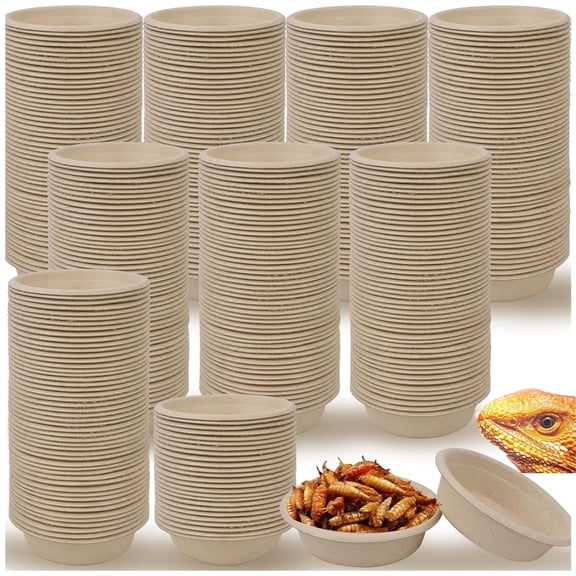 Tutuviw Biodegradable Disposable Paper Pet Bowls Bulk,100Pcs 1OZ Paper Feeding Cups,Sturdy and Leakproof Feeder Dish,Non-Toxic Food and Water Dishes for Lizards/Spiders/Reptiles/Small Dogs/Cats