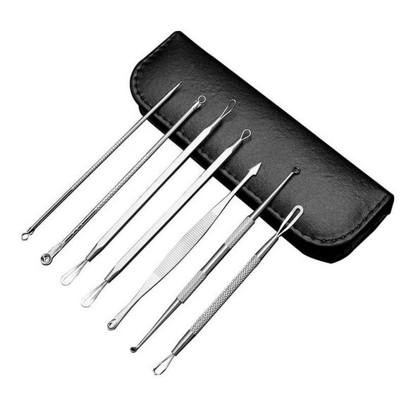 Tutuviw Blackhead Remover Pimple Popper Tool Kit 7 Pcs,Comedone Pimple Extractor Tool, Acne Kit for Blackhead, Whitehead Popping, Zit Removing(Silver)