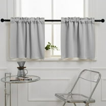 Tutuviw Blackout Valances for Windows,2Pcs 42X18in Light Block Thermal Insulated Privacy Window Covering,Kitchen Window Valances,Rod Pocket Privacy Curtains Tier for Living Room/Bathroom-Gray