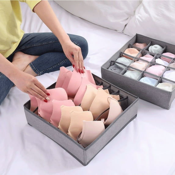 Tutuviw Bra Storage Organizer 7 Cells for Drawer Closet Bra Organizer Underwear Drawer Organizer for Clothing, Bra Dividers Holder, Gray-1PCS