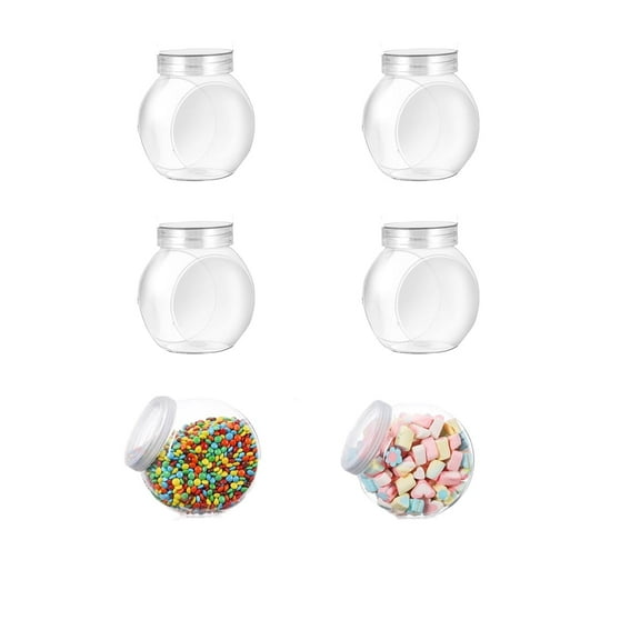 Tutuviw Candy Jars with Lids,6 Pcs 7.7ozCookie Containers Candy Jars with Lids,3 x 2in Plastic Snack Jars for Candy Buffet and Party Table, Candy Buffet Containers,Cookie Jars Dry Food Jars
