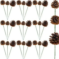Tutuviw Christmas Pine Cones Picks 30 Pcs Christmas Natural Pinecone Decorations with Green Picks for Xmas Garland Wreath Ornaments Wedding Fall Party Centerpiece DIY Crafts