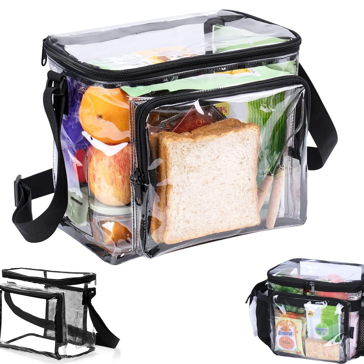 Tutuviw Clear Double-Decker Lunch Bag, Extra Large Clear Tote Bag