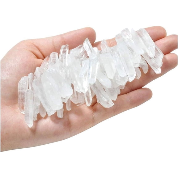 Tutuviw Clear Quartz Healing Crystals Wands Natural Clear Quartz Points Hexagonal Pointed Reiki Energy Balancing Meditation Therapy Chakra Wand Set for Jewelry Making Polishing Cabbing