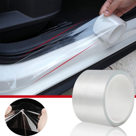 Tutuviw Clear Sill Guard Film with Anti-Collision Protection Front Rear Door Entry Sill Guard  Universal Car Door Edge Protector,Automotive Anti-Scratch Strip,Scratch Cover Protector (16Ftx2.8In)