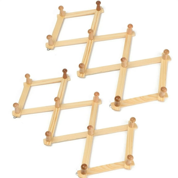 Tutuviw 10 Hook Coat Hooks Coat Rack Accordion Style Wall Mounted Rack 10 Pegs/Hooks Hat Caps Belt Umbrella Scarf Natural Bamboo Color Set of 2