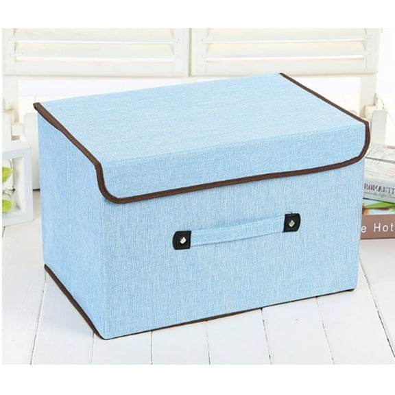 Tutuviw Collapsible Storage Bins with Lids, Organization Bins for Closet Storage, Clothes Storage, Folding Storage Box with Lids for Home Office Storage - 1 Pack - Blue