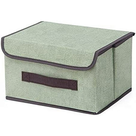 Tutuviw Collapsible Storage Bins with Lids Non-woven for Office, Green