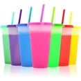 thumbnail image 1 of Tutuviw Color Changing Cups Tumblers with Lids & Straws for Kids - 7 Reusable Plastic Bulk Tumblers 24oz Cold Cup Tumbler Set for Kids, 1 of 10