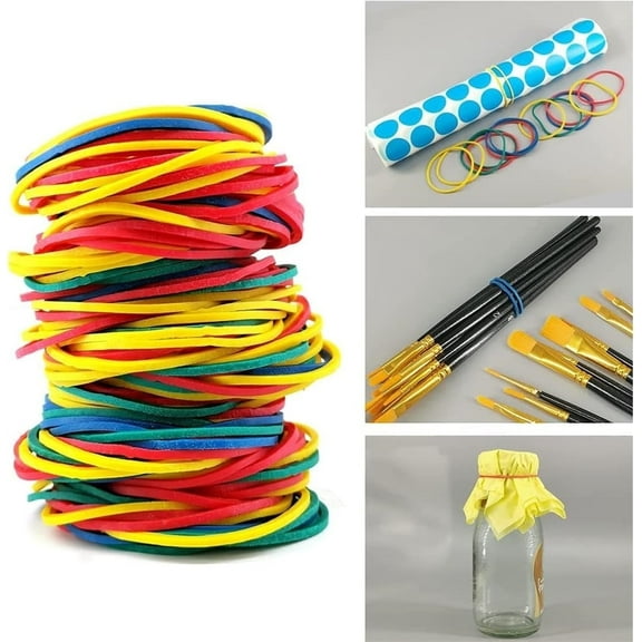Tutuviw Colored Rubber Bands 150 Pcs 4cm 1.5" Small Rubber Bands Assorted Mixed Rainbow Colorful Rubber Bands for Office Home Strong Elastic Hair Band Loop Office SuppliesBottled