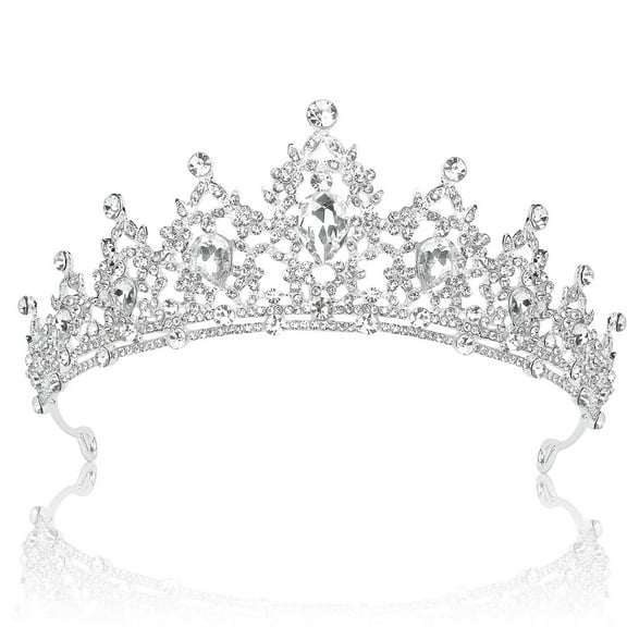 Tutuviw Crystal Crown and Tiara For Women,Queen Tiara,Birthday Crystal Crown,Rhinestone Headband Hair Accessories Gems Princess Decoration for Wedding Prom Christmas Gifts (Silver)