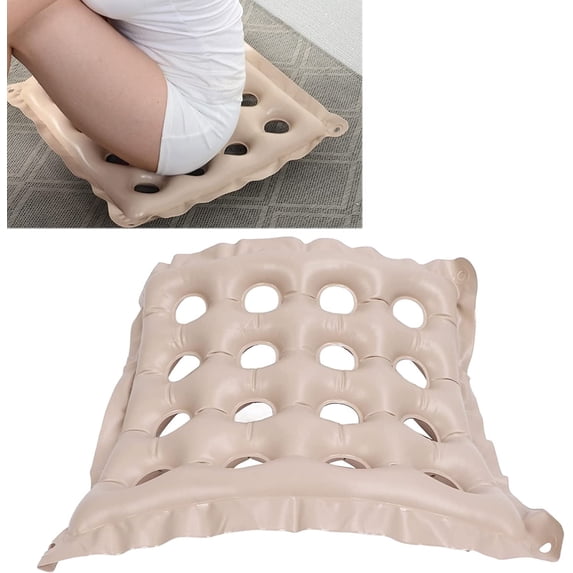 Tutuviw Air Inflatable Seat Cushion for Pressure Relief,Comfortable Waffle Pads,Wheelchair Air Cushion with Inflatable Pump for Bed Sore,Back Tailbone Support,Car,Office (Easy Inflation, Beige)