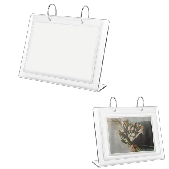 Tutuviw Desktop Mini Acrylic Photo Album Holds,34 Photos of 4x6in Tabletop Flip Calendar Style Frames,Clear Flip Frame,Desktop Display Holder Vertical Stand and Horizontal Display Photo Album
