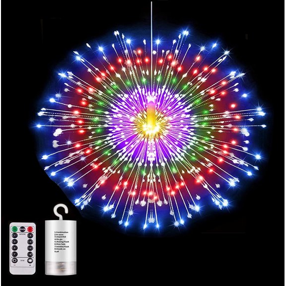 Tutuviw Fairy Firework String Wire Lights LED DIY 8 Modes Dimmable Lights Waterproof Decorative Hanging Starburst Lights for Christmas Patio Indoor Outdoor Decoration (200 LED -Multicolor)