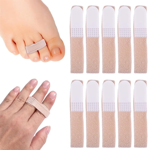 Tutuviw 10Pcs Finger Straps Buddy Tape Buddy Finger Splints for Broken Toe Hook and Loop Padded,Flexible Divider Toes Finger Wrap Straps for Sprained Finger Support (Nude Color)