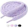 thumbnail image 1 of Tutuviw Flat Fuzzy Shoe Laces Trendy Colors Shoelaces, Wide Thick Shoelaces 8mm Thick, 140cm Length for Men Women Boots Sneakers Shoestring(2 Pairs, Purple), 1 of 7