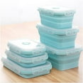 thumbnail image 1 of Tutuviw Food Storage Containers With Lids 3 PCS Silicone Collapsible BPA Free Lunch Box Seal Freezer Microwavable Food Containers(Blue), 1 of 8