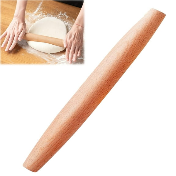 Tutuviw French Rolling Pin for Dough Wooden Rolling Pin Tapered Roller Dough Roller for Pastry Pie Crust and Baking, Kitchen Baking Supplies, Beech Wood(15.7in)