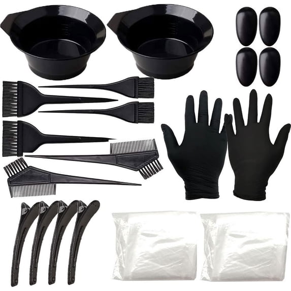 Tutuviw Hair Dye Coloring Kit Hair Tinting Bowl, Hair agitator, Dye Brush, Ear Cover, Hairpin, Hair Coloring Cape For Hair Coloring Hair Dye Tools (22 Pieces Black)