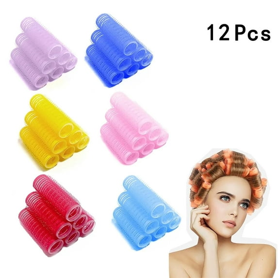 Tutuviw Hair Rollers, 12 Pack Self Grip Salon Hairdressing Curlers, DIY Curly Hairstyle,Colors May Vary, Small (Random color)