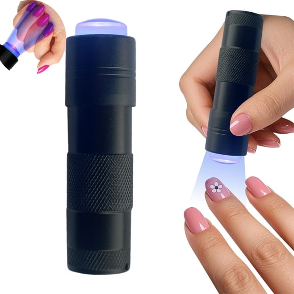 Tutuviw Handheld UV Light for Gel Nails,Portable Mini UV Nail Lamp Presser With Silicone Head,Flashlight Nail Quick Dryer For DIY Rhinestone Decoration,Home DIY Manicure Art Tools,12 LED Beads