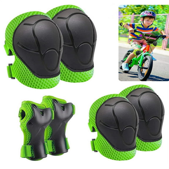 Tutuviw Kids Protective Gear Set Knee Pads for Kids 3-14 Years Toddler Knee and Elbow Pads with Wrist Guards 3 in 1 for Skating Cycling Bike Rollerblading Scooter(Green)