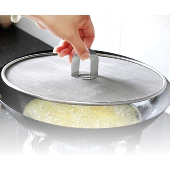 Tutuviw Kitchen Grease Splatter Guard 9.84“ Frying Pan Splatter Screen for Cooking Safely Without Oil Splatter Burns - Stainless Steel Oil Splatter Guard Prevents Spray