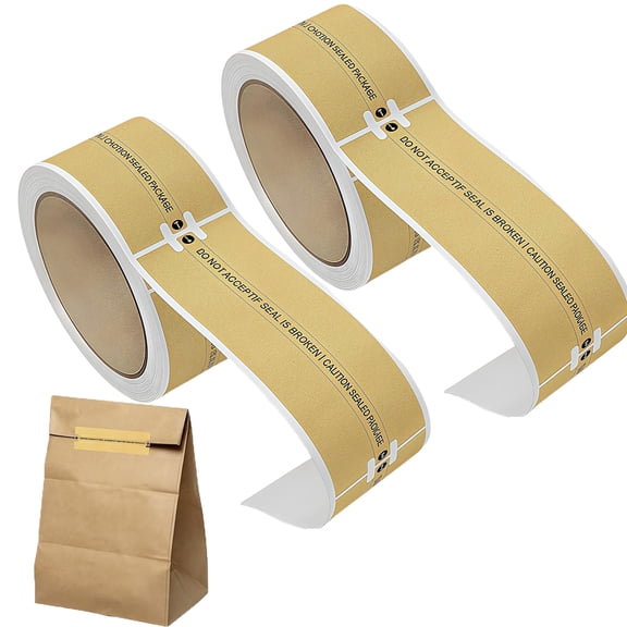 Tutuviw Kraft Paper Packing Tape Roll 200 Pcs Natural Brown Kraft Stickers Self-Adhesive Waterproof Sticker for Packaging Small Business Wedding Birthday Party Gift Wrap (3.9 x 1.18in)