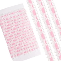 Tutuviw Lace Ribbon Pink Trim for Sewing White Ruffle Trim 0.7" Wide 10 Yards White Bow Lace Trim Delicate Sewing Trim Bow Ruffle Fabric Ribbon Sewing Supplies for DIY Bouquet Packaging Gift Wrapping