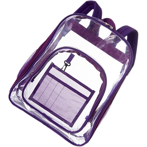Tutuviw Large Clear Backpack for School Plastic Transparent Backpack See Through Backpack Side Pockets Waterproof for Sports Stadium Travel College (Purple)