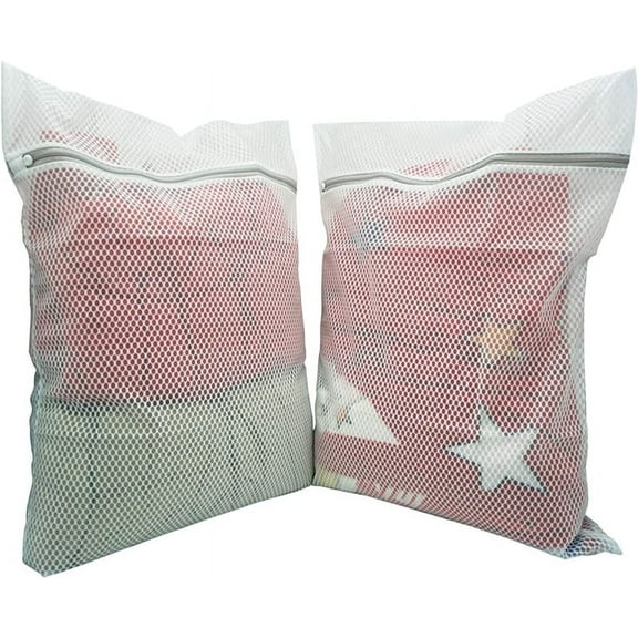 Tutuviw Large Mesh Laundry Bag, 2 Pack Polyester Delicates Washing Bag Laundry Bag for Coats, Pants, Shirt, Sweaters and Bed Sheet, Travel Laundry Bag