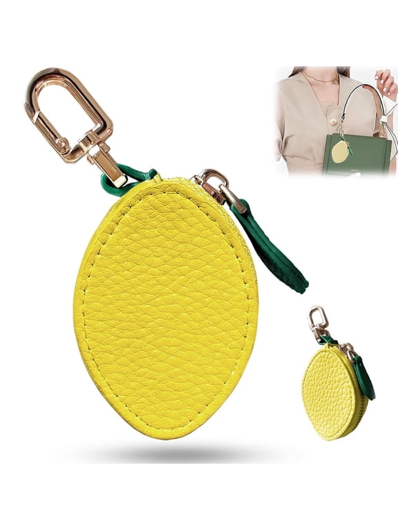 Lemon Leather Coin Bag Charm for Handbags Fruit Purse Cute Keychain Accessories with Zipper Mini Coin Pouch Gifts for Women Fruit Bag Charms for Backpack Decoration (Yellow Lemon)