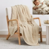 Tutuviw Lightweight Waffle Weave Blanket,6-Layer Breathable and Ultra Soft Summer Throws for Adult,50"x60" Cozy Thin Blanket for Summer & Hot Sleepers,Couch Bed Sofa,Home Decor(Linen Beige)