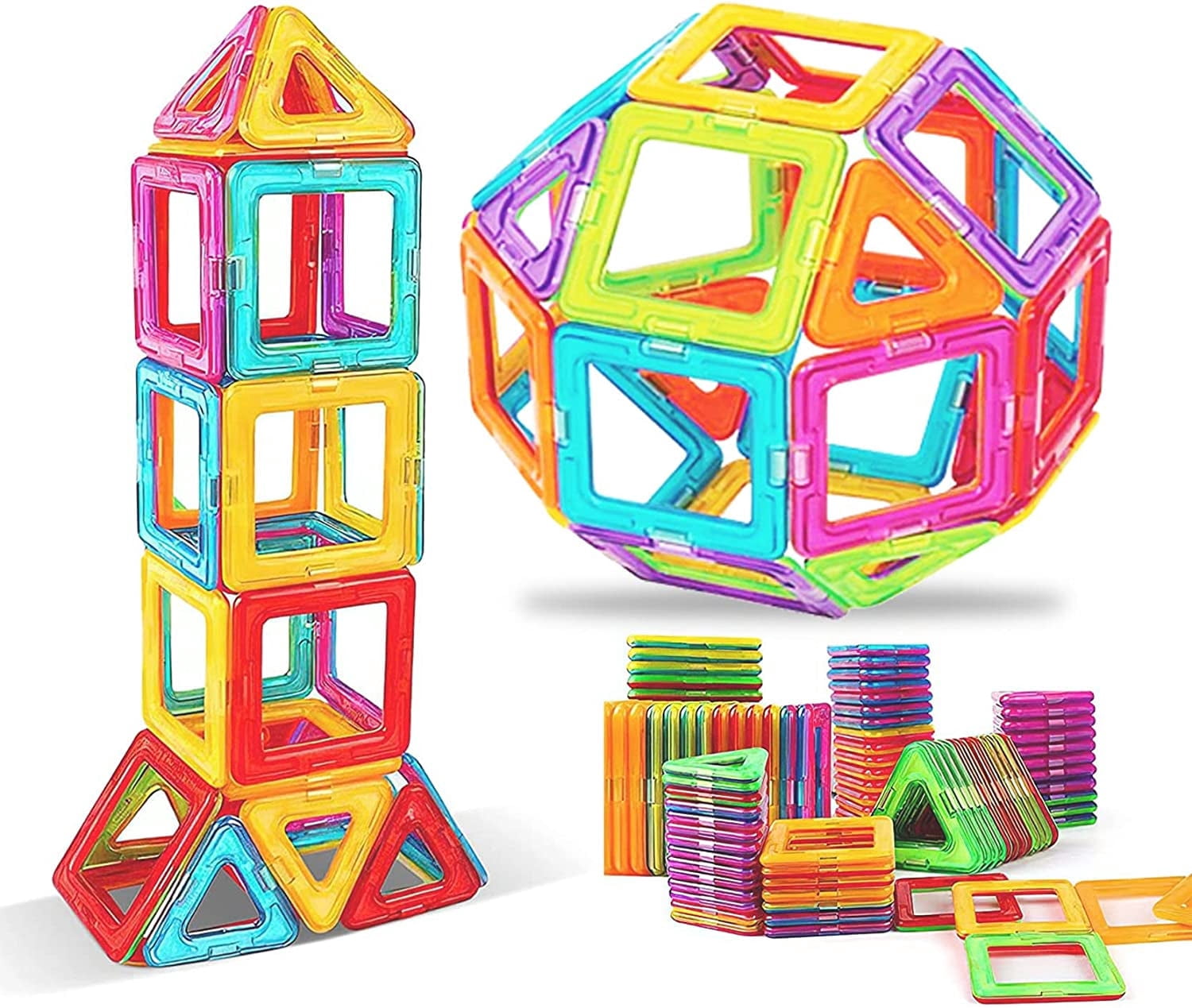 Tutuviw Magnetic Tiles Set - Educational 3D Magnet Building Blocks ...