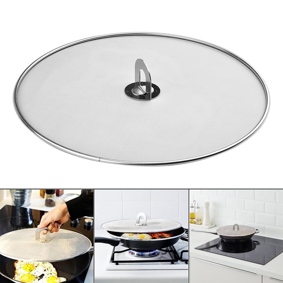 Tutuviw Mesh Splatter Screen Splash Guard for Kitchen Frying Pan,Casewin Stainless Steel Splatter Shield Guard Oil Splatter Cover Protector for Pots Skillets, Frying Pan Oil Proofing Lids(13inch)