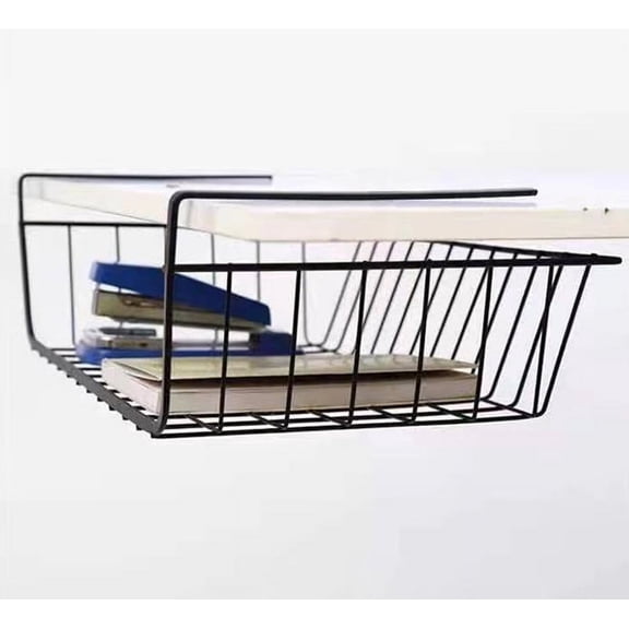 Tutuviw Metal Under Shelf Storage Basket Storage Organizer for Kitchen, Bathroom, Office-Black