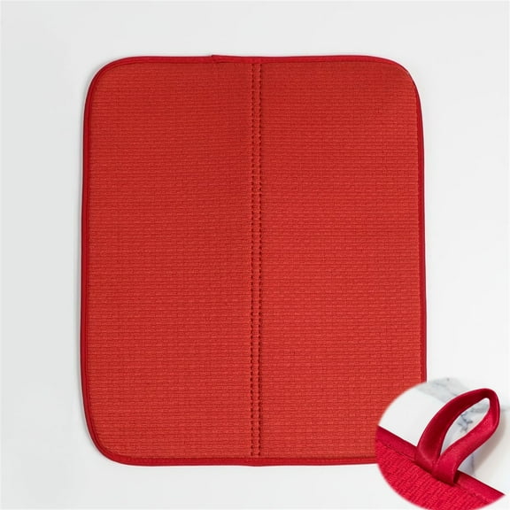 Tutuviw Microfibre Drying Mat for Kitchen Dish Drying Drainer Mat Absorbent & Reusable Kitchen Drying Pad Washing Up for Glass Plate Cup Utensils (Red, 15.7 x 17.7 in)