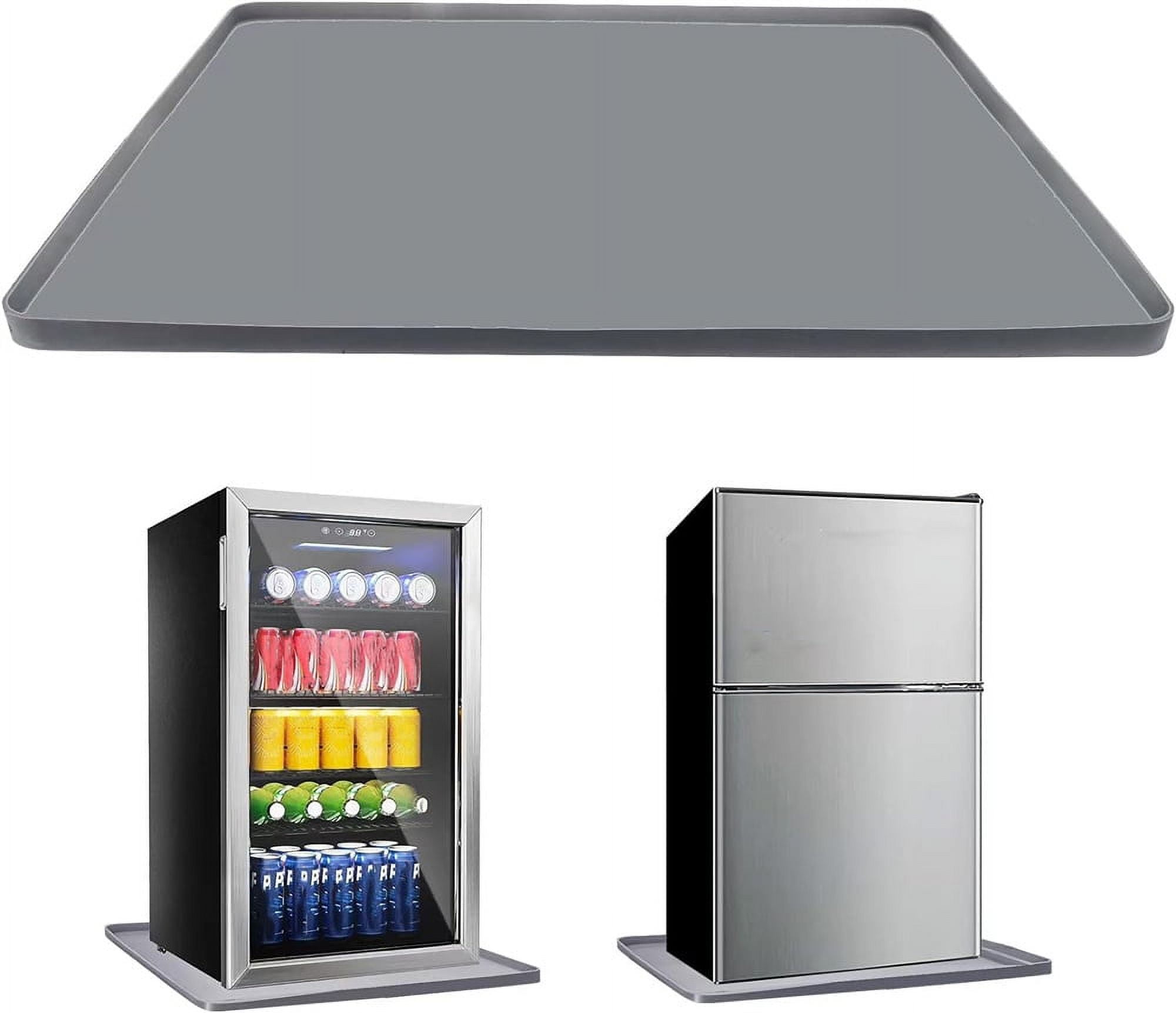 Tutuviw Mini Fridge Drip Mat with Raised Edge 23"*23"*0.76" Prevent Water Leakage and Floor Damage Edge Silicone Refrigerator Floor Mat(Grey)