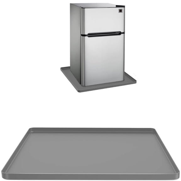 Tutuviw Mini Fridge Silicone Drip Mat with Raised Edges 23.6" x 23.6" x 0.76" Floor Protectors for Mini Refrigerator Freezer Protect From Appliance Leaks Water Spills absorbent(Grey)