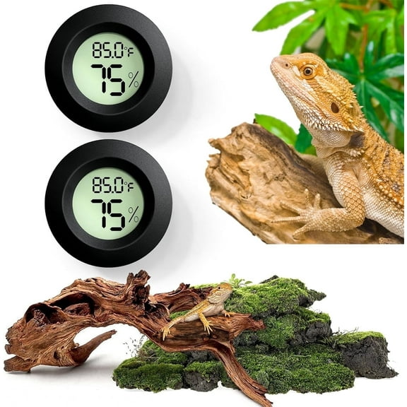 Tutuviw Mini Hygrometer and Thermometer for Reptile Plant,2Pcs Digital LCD Monitor Temperature Humidity Meter Gauge Temperature for Greenhouse Incubators Reptile Terrarium Jars