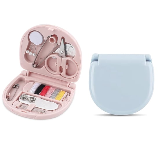 Tutuviw Mini Sewing Kit 2 Pcs Portable Travel Sewing Box Kit Small Emergency Sewing Tool with Needle and Thread Scissors DIY Sewing Supplies Beginner Emergency Sewing Repair Kit (Blue, Pink)