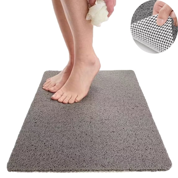 Tutuviw Non-Slip Loofah Plastic Bathtub Mat, 15.7*31.5 Inch, Shower Mats for Bath Tub, Secure Mat Bath Mat for Tub,Shower, Quick Drying (Grey)