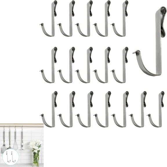 Tutuviw Pack of 20 2.4in Snap-On Metal Hooks for Wire Shelving, Heavy Duty J-Hooks, Coat Rack Accessories, Hanging Sink Grid Hook for Hanging Kitchen Store Tools, Utensils and More