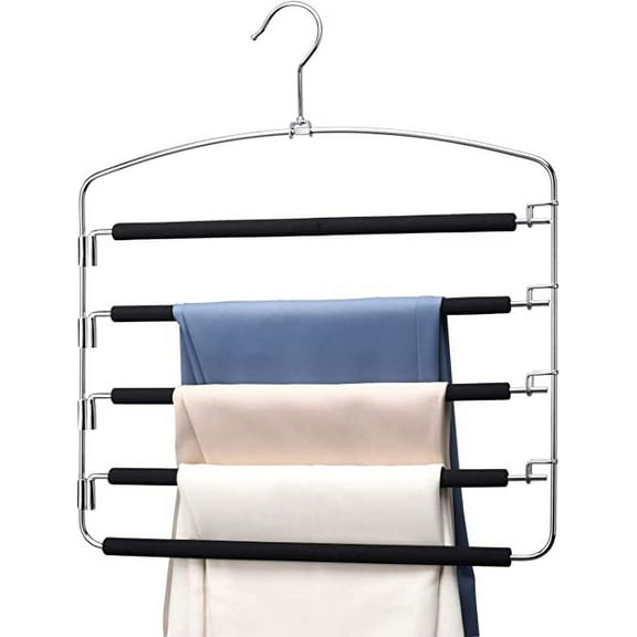 Tutuviw Pants Hangers Multi-Layer Swing Arm Pants Hanger Stainless Steel Hangers Non Slip for Pants Jeans Scarf Trouser Space Saving Hangers (1PCS)