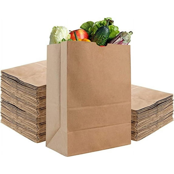 Tutuviw Paper Lunch Bags, Paper Grocery Bags, Durable Kraft Paper Bags, Pack Of 50 Bags (Brown)