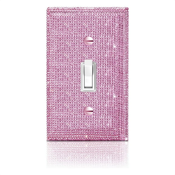 Tutuviw Pink Bling Wall Plate Cover, Pink Rhinestone Light Switch Cover, Bling Crystal Rhinestones Wall Plate Cover for Women Girls Bedroom Bathroom Kitchen Home Decor(Pink)
