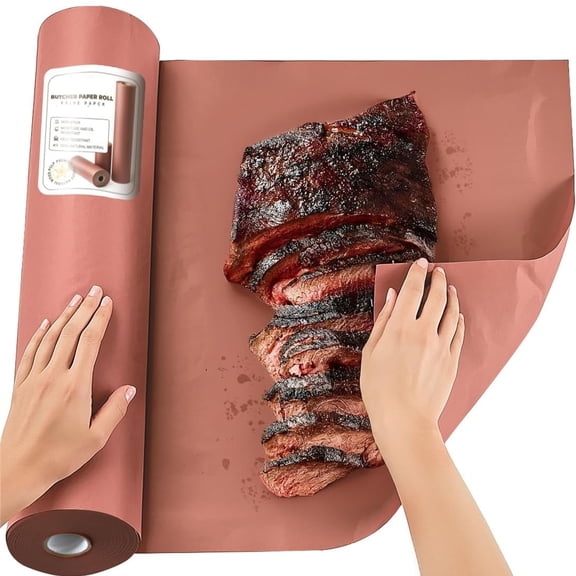 Tutuviw Pink Butcher Paper for Smoking Meat,16in x 33ft Food Grade Butcher Paper Roll,Unwaxed Unbleached Peach Smoker Paper,Barbecue Meat Wrapping Paper for Brisket Crawfish Boil Table Runner