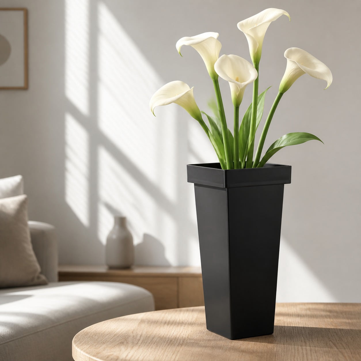 Tutuviw Plastic Flower Vase, Tall Flower Pot Pack of 1,Patio Deck Indoor Outdoor Garden Tree Planters 13.4 Inch (Black)